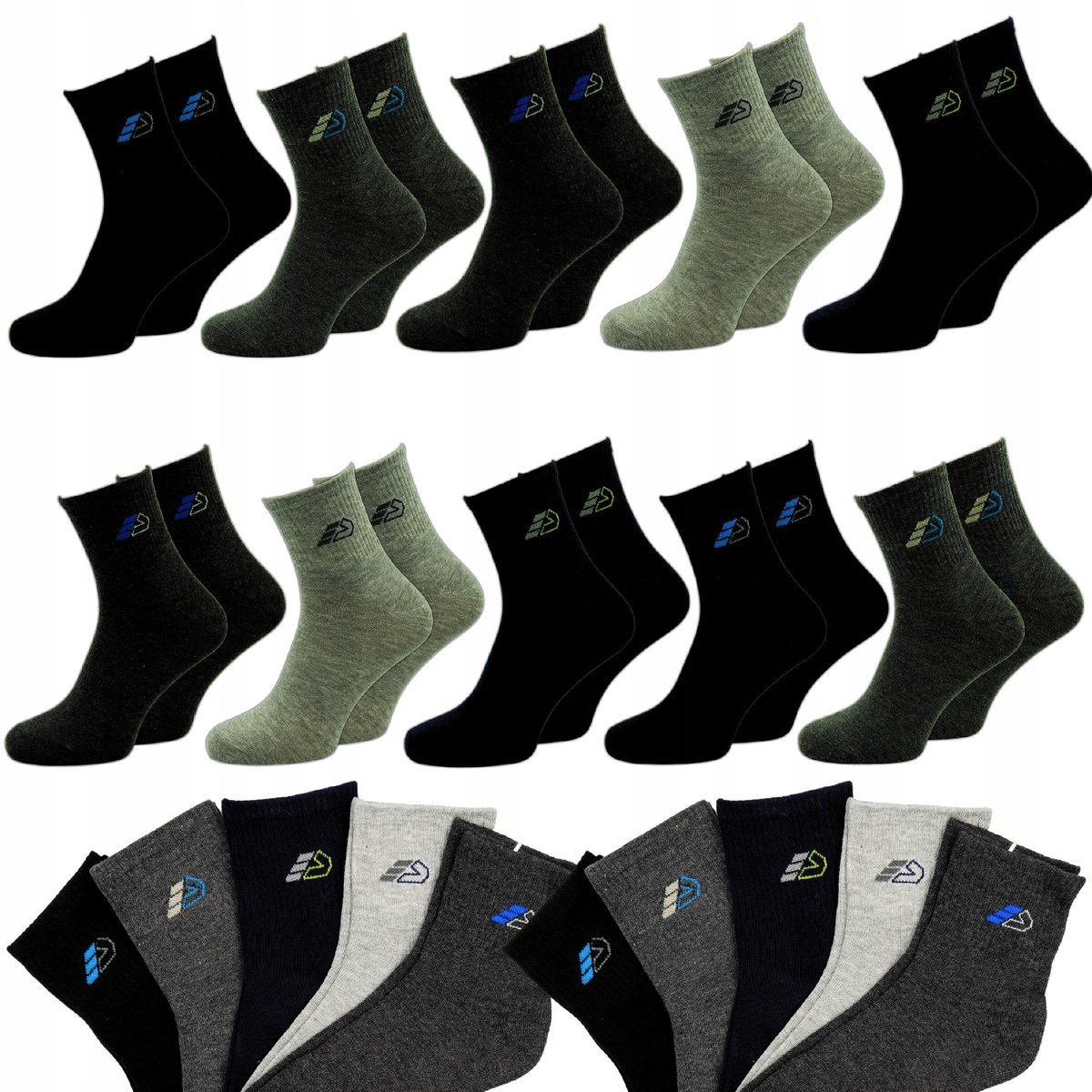 10x SKARPETY MĘSKIE BAWEŁNIANE SKARPETKI ZA KOSTKE DŁUGIE ZESTAW 43-46