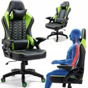 Fotele gamingowe - Fotel GAMINGOWY Krzesło Obrotowe KRAKEN FEYTON czarny zielony - miniaturka - grafika 1