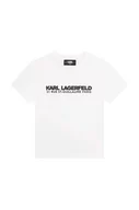 Koszulki dla chłopców - Karl Lagerfeld t-shirt bawełniany dziecięcy kolor biały z nadrukiem - miniaturka - grafika 1