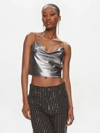 Koszulki i topy damskie - ROTATE Top Metallic Crop Top 1116512293 Srebrny Regular Fit - miniaturka - grafika 1