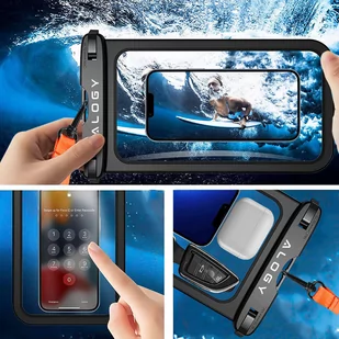 Etui wodoodporne Alogy Waterproof Case torba wodoszczelna uniwersalna IPX8 na telefon do 9 cali i akcesoria Czarne - Etui i futerały do telefonów Etui wodoodporne Alogy Waterproof Case torba wodoszczelna uniwersalna IPX8 na telefon do 9 cali i akcesoria Czarne - Etui i futerały do telefonów - miniaturka - grafika 4