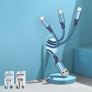 REMAX Gition kabel przewód 3w1 USB - Lightning/ USB Typ C/ micro USB 3.1A 1,2m niebieski (RC-189th) - Kable USB - miniaturka - grafika 2