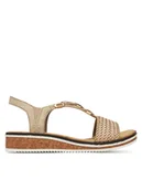 Sandały damskie - Rieker Sandały V3662-62 Beżowy - miniaturka - grafika 1