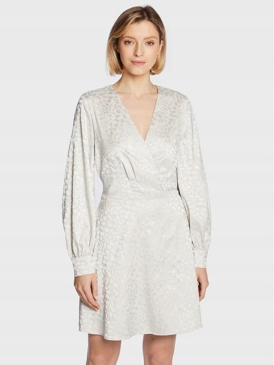 GUESS ELEGANCKA SUKIENKA MINI Z WZOREM I DŁUGIM RĘKAWEM XS 1GŁA