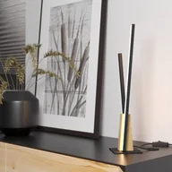 Lampy stojące - Lampa stołowa LED Panagria, czarna detale z drewna - miniaturka - grafika 1