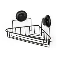 Półki łazienkowe - Czarna samoprzylepna narożna półka pod prysznic Compactor Bestlock Black Corner Rack 1 Shelf - miniaturka - grafika 1