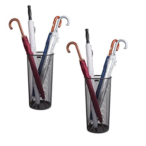 Mind Reader Metalowy kosz na parasol, czarny, 2-pak