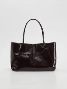 Reserved - Skórzana torebka shopper - mahoniowy - Torebki damskie - miniaturka - grafika 1