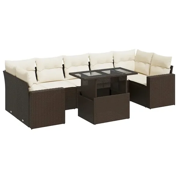 Zestaw wypoczynkowy z brązowego rattan PE, wymiary mebli 55-100 x 55-65,5