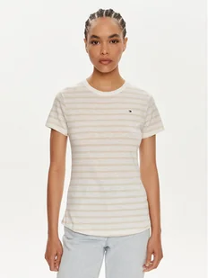 Tommy Hilfiger T-Shirt 1985 WW0WW37857 Beżowy Slim Fit - Koszulki i topy damskie - miniaturka - grafika 1