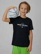 Koszulki dla chłopców - 4F Koszulka sportowa szybkoschnąca chłopięca - czarna 158/164 (12-14 lat) - miniaturka - grafika 1