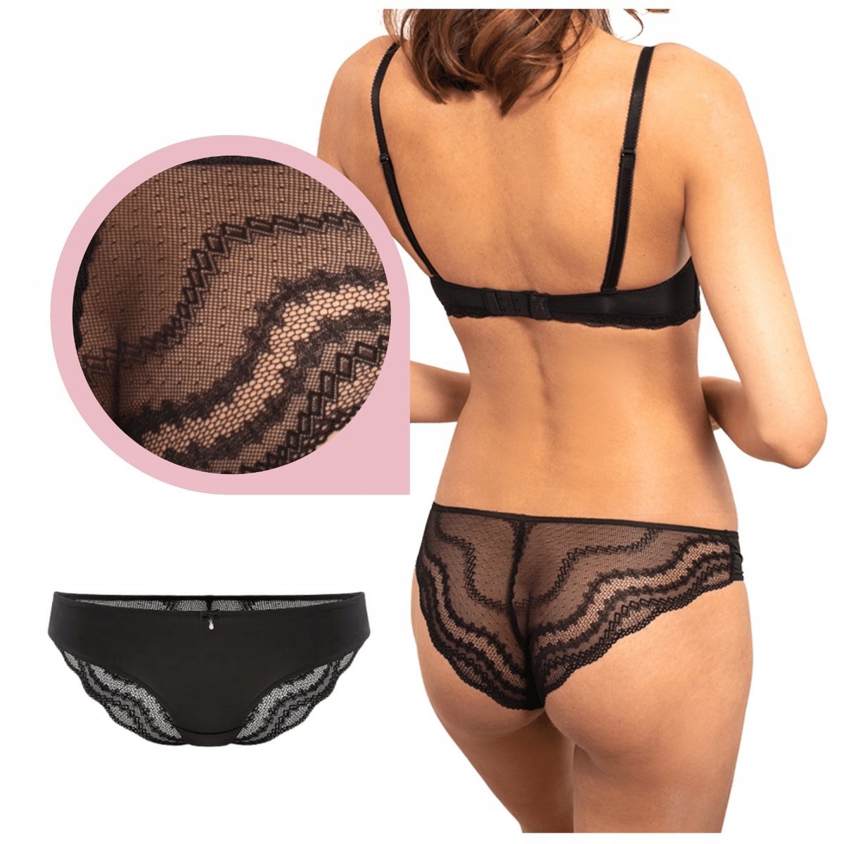 Agio DM-6298 majtki figi bikini czarne koronkowe - S