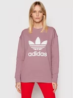 Bluzy damskie - Adidas Bluza adicolor Trefoil HE9536 Fioletowy Regular Fit - miniaturka - grafika 1