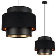 Lampy sufitowe - Lampa sufitowa wisząca Asti Trio czarna glamour 1xE27 abażur okrągły 35cm czarny/złoty siatka tkanina Light Home LH - miniaturka - grafika 1