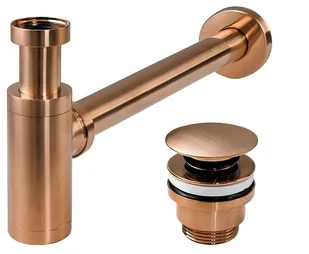 Rea Syfon umywalkowy Rea z korkiem klik-klak Rea Miedziany Szczotkowany - Syfony Rea Syfon umywalkowy Rea z korkiem klik-klak Rea Miedziany Szczotkowany - Syfony - miniaturka - grafika 1