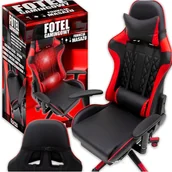 Fotele gamingowe - FOTEL GAMINGOWY MASAŻ CZERWONY G899 KANZA - miniaturka - grafika 1