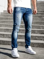 Spodnie męskie - Granatowe spodnie jeansowe męskie slim fit Denley MP0024B - miniaturka - grafika 1