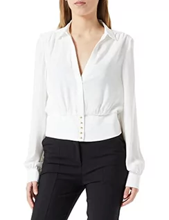 Bluzki damskie - Morgan Damska bluzka z długim rękawem Chan Ecru T38, Off White, 36 - grafika 1