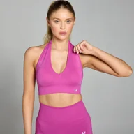 Biustonosze - Damski bezszwowy stanik typu halter z kolekcji Tempo MP – Violet Pink - XL - miniaturka - grafika 1