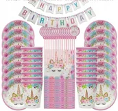 Urodziny dziecka - Zastawa Urodzinowa JEDNOROŻEC naczynia papierowe 69szt - miniaturka - grafika 1