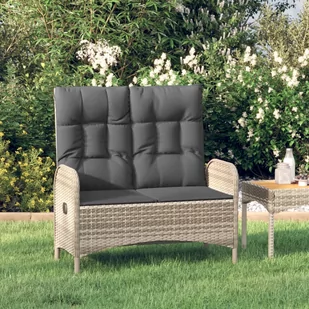 vidaXL Rozkładana ławka ogrodowa, poduszki, 107 cm, rattan PE, szara - Ławki ogrodowe - miniaturka - grafika 1