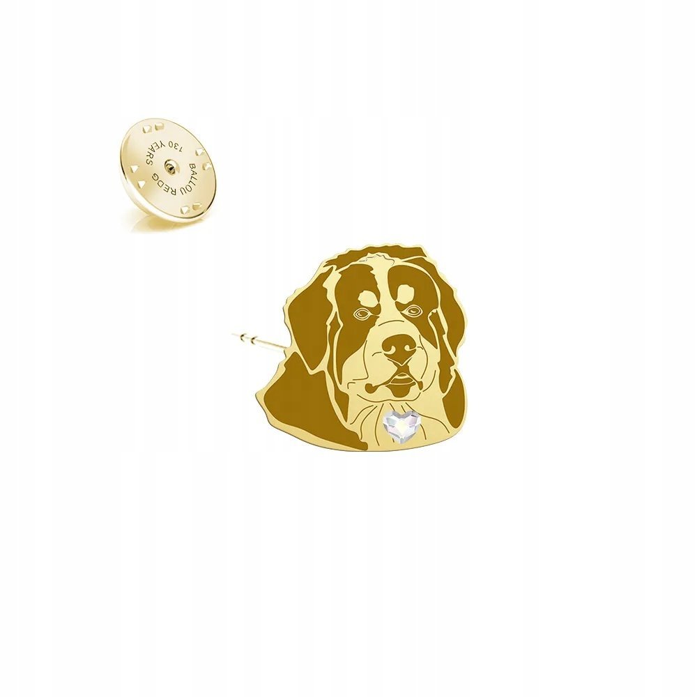 Wpinka Pozłacana z psem Berneński Pies Pasterski DEDYKACJA GRATIS