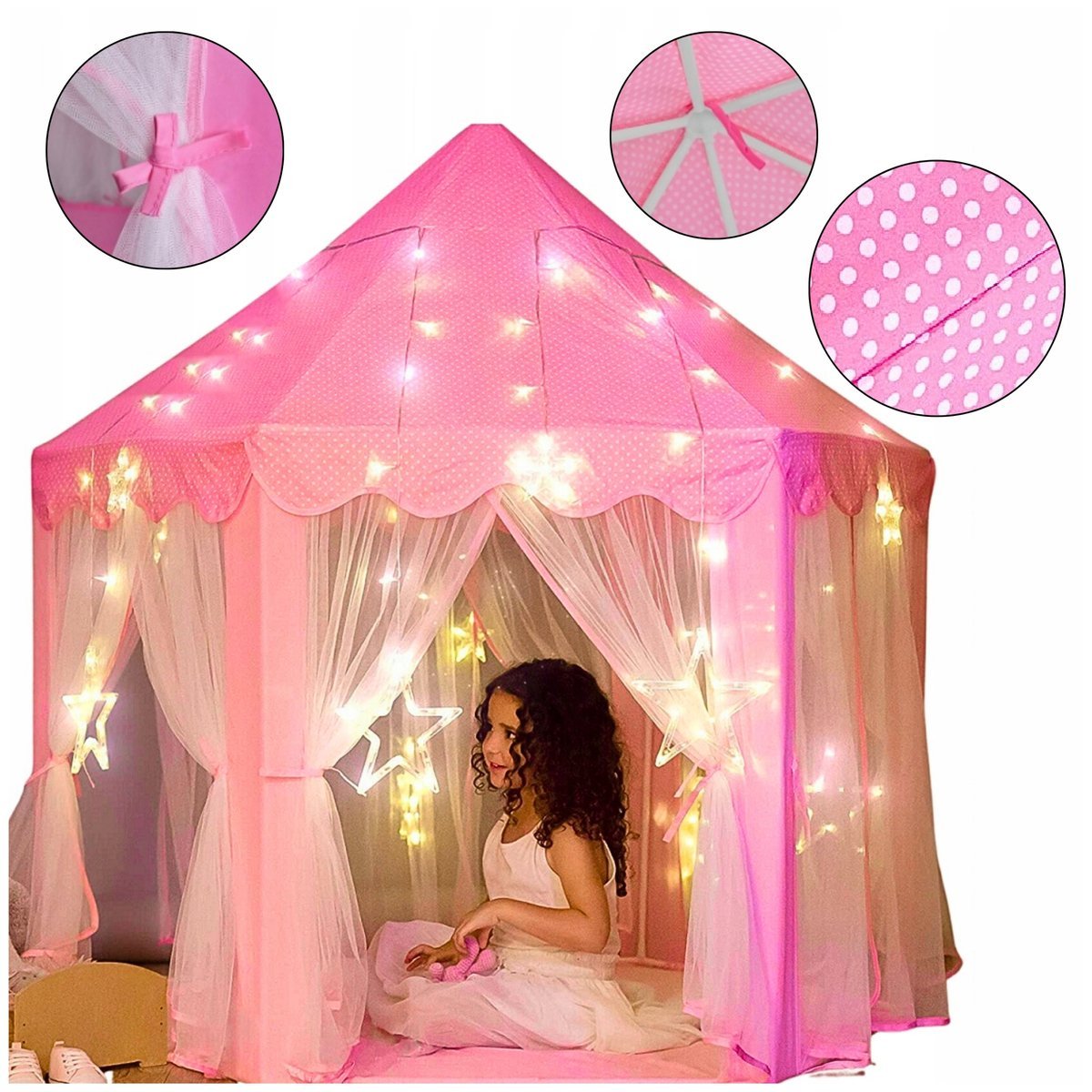 NAMIOT ZAMEK PAŁAC KSIĘŻNICZKI DOMEK DLA DZIECI RÓŻOWY DO DOMU I OGRODU