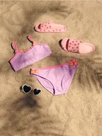 Stroje kąpielowe dla dziewczynek - Reserved - Dwuczęściowy strój kąpielowy z aplikacją - fioletowy - miniaturka - grafika 1