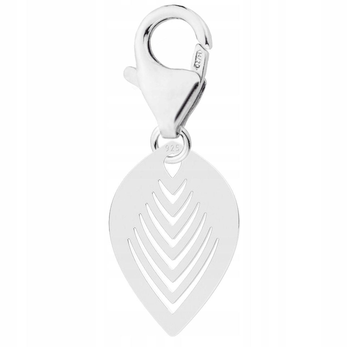 Zawieszka Srebrna z Liściem na Karabińczyku Liść Listek SREBRO 925