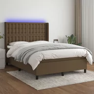 Łóżka - vidaXL Łóżko kontynentalne z materacem, brązowe, 140x190 cm, tkanina - miniaturka - grafika 1