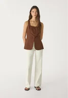 Kamizelki damskie - Stradivarius Zwiewna kamizelka o fakturze Brązowy XS - miniaturka - grafika 1