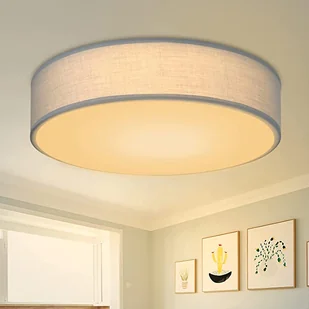 ZMH lampa sufitowa do sypialni okrągła 1 żarówka E27 lampa do salonu tkanina nowoczesna lampa do sypialni szara lampa kuchenna z kloszem z tkaniny lampa do przedpokoju do salonu kuchni przedpokoju średnica 30 cm - Oprawy, klosze i abażury - miniaturka - grafika 1