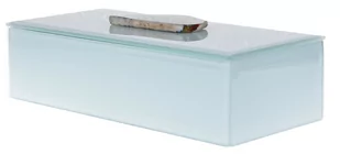 Szkatułka szklana z kamieniem podłużna, EWAX, biała, 20x9,5x5,5 cm - Pudełka i szkatułki - miniaturka - grafika 1