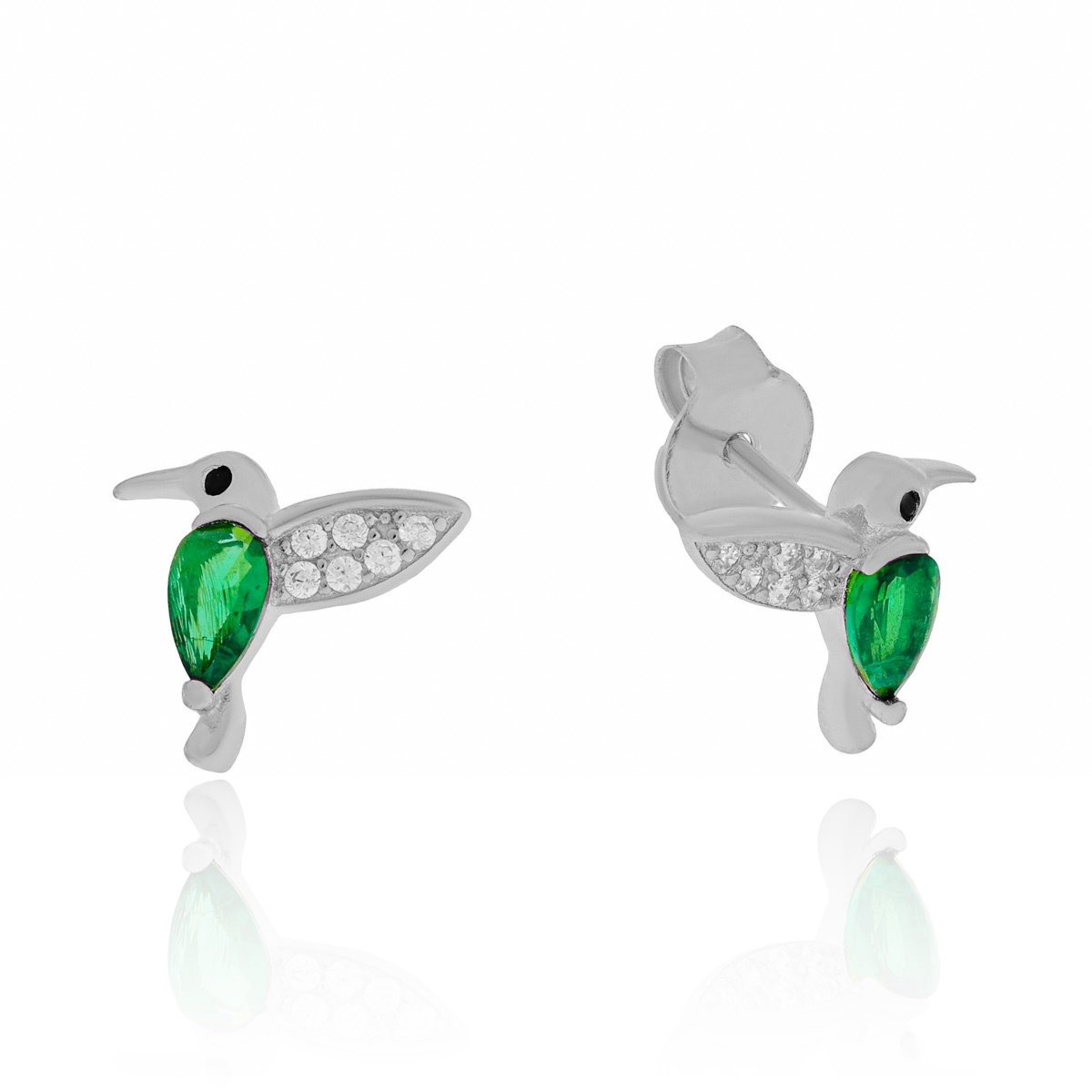 Srebrne kolczyki koliber na sztyfcie pr. 925