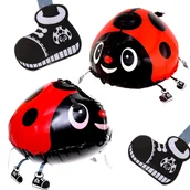 Balony i akcesoria - Balon Foliowy Biedronka z Nóżkami i Smyczą – Spacerowy Balon - miniaturka - grafika 1