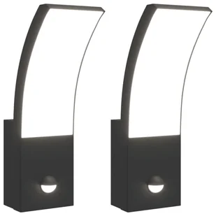 vidaXL Zewnętrzne kinkiety LED z czujnikami, 2 szt., czarne, aluminium - Lampy ogrodowe - miniaturka - grafika 1
