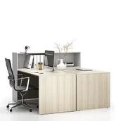 Zestawy mebli biurowych - B2B Partner Zestaw mebli biurowych double SEGMENT, biały / dąb naturalny 611698 - miniaturka - grafika 1