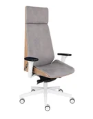 Fotele i krzesła biurowe - Fotel biurowy Moon Wood HD White - Fornir dębowy - miniaturka - grafika 1