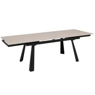 Stoły - Stół do jadalni HWC-O59, stół rozkładany, metalowy, rozkładany 160-242x91cm ~ wygląd marmuru, beżowy - miniaturka - grafika 1