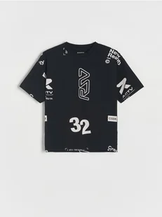Reserved - T-shirt oversize z nadrukiem - czarny - Koszulki dla chłopców - miniaturka - grafika 1