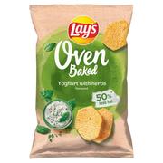 Chipsy - Lays Oven Baked Pieczone formowane chipsy ziemniaczane o smaku jogurtu z ziołami 125 g - miniaturka - grafika 1