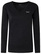 Koszulki i topy damskie - Pepe Jeans Koszulka damska Korine L/S, 999 czarny, L - miniaturka - grafika 1