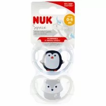Nuk Smoczek uspokajający silikonowy 0-6m Space 10730313 2 szt. - Smoczki uspokajające - miniaturka - grafika 1