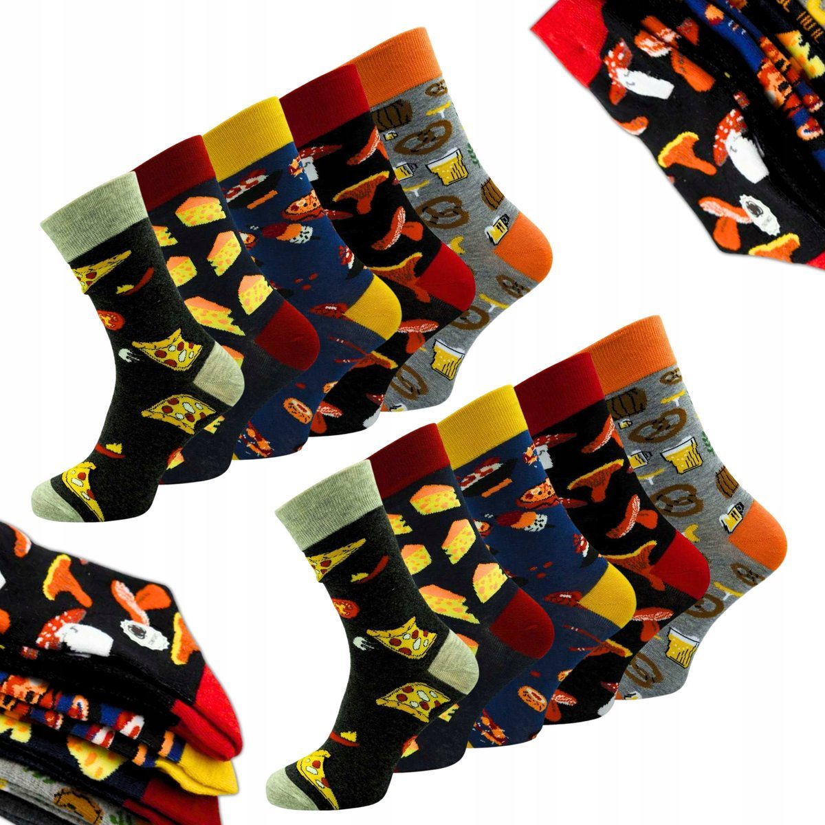 SKARPETKI MĘSKIE SKARPETY DŁUGIE KOLOROWE BAWEŁNIANE ZESTAW 10 PAR 39-42