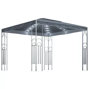 vidaXL Altana ze sznurem lampek LED, 300x300 cm, antracytowa - Altany ogrodowe - miniaturka - grafika 1