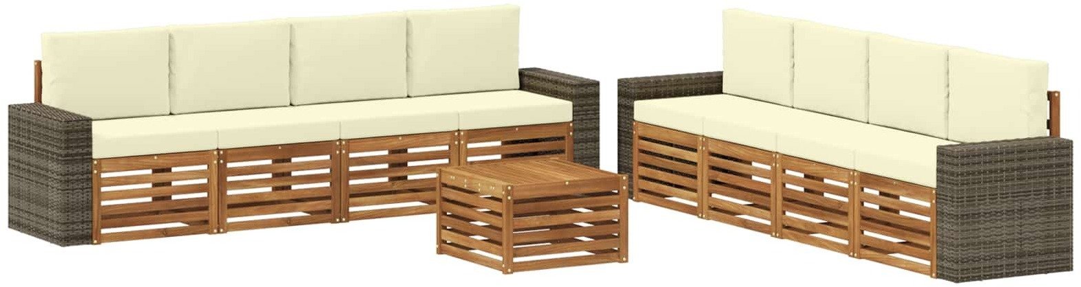 vidaXL Zestawy sof z poduszką 9 pcs Lite Drewno Akacji