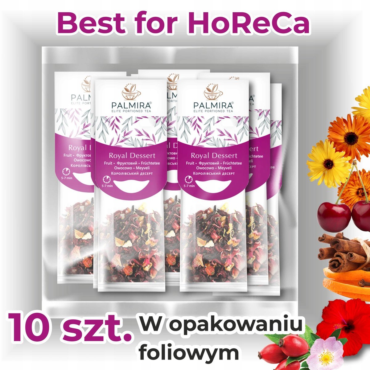 Palmira Royal Dessert - liściasta owocowa herbata w saszetkach