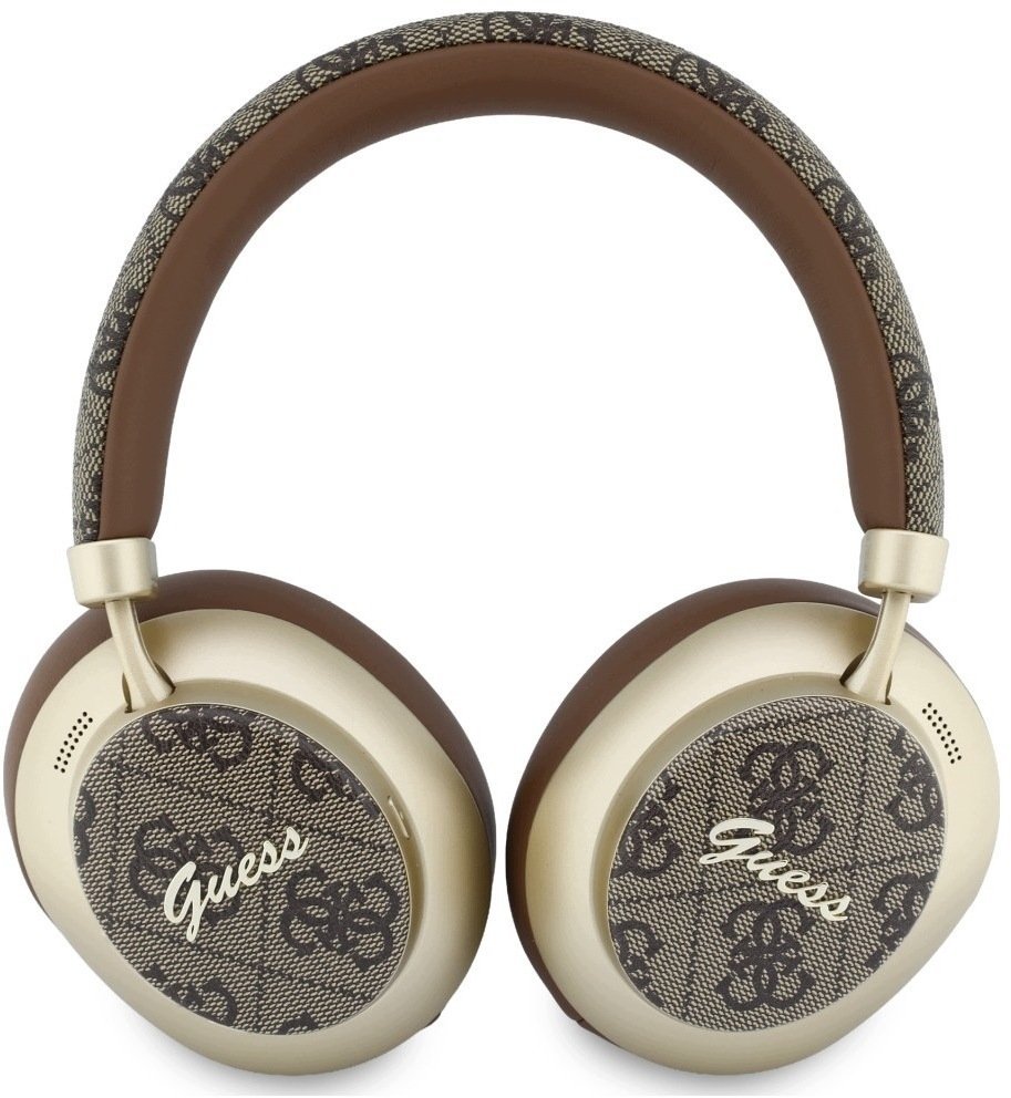 Guess Nauszne Bluetooth ENC 4G Gold Script Metal brązowy