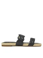 Espadryle damskie - Tommy Hilfiger Espadryle Leather Rope Espadrille Mule FW0FW08503 Czarny - miniaturka - grafika 1