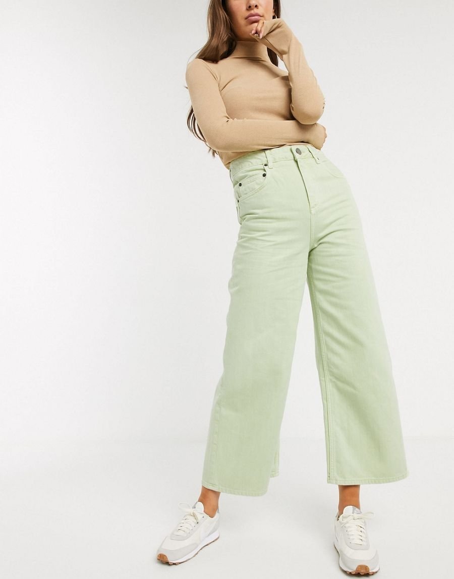 Jeansy Damskie Zielone 7/8 Klasyczne 32/32 Aad